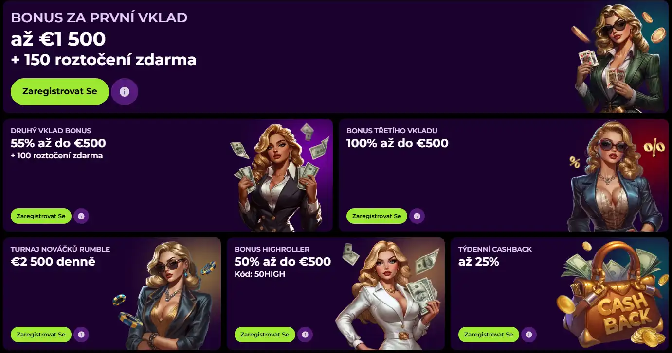 Aktuální stránka Spinmama Promotions s casino bonusy a promo akcemi