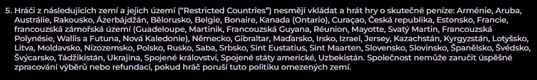 Aktuální podmínky Spinmama s částí Who Can Play a navazujícími územními omezeními